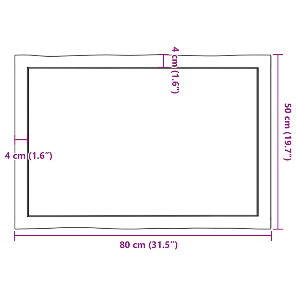 vidaXL Stolová doska 80x50x(2-4) cm neošetrený masív živé hrany