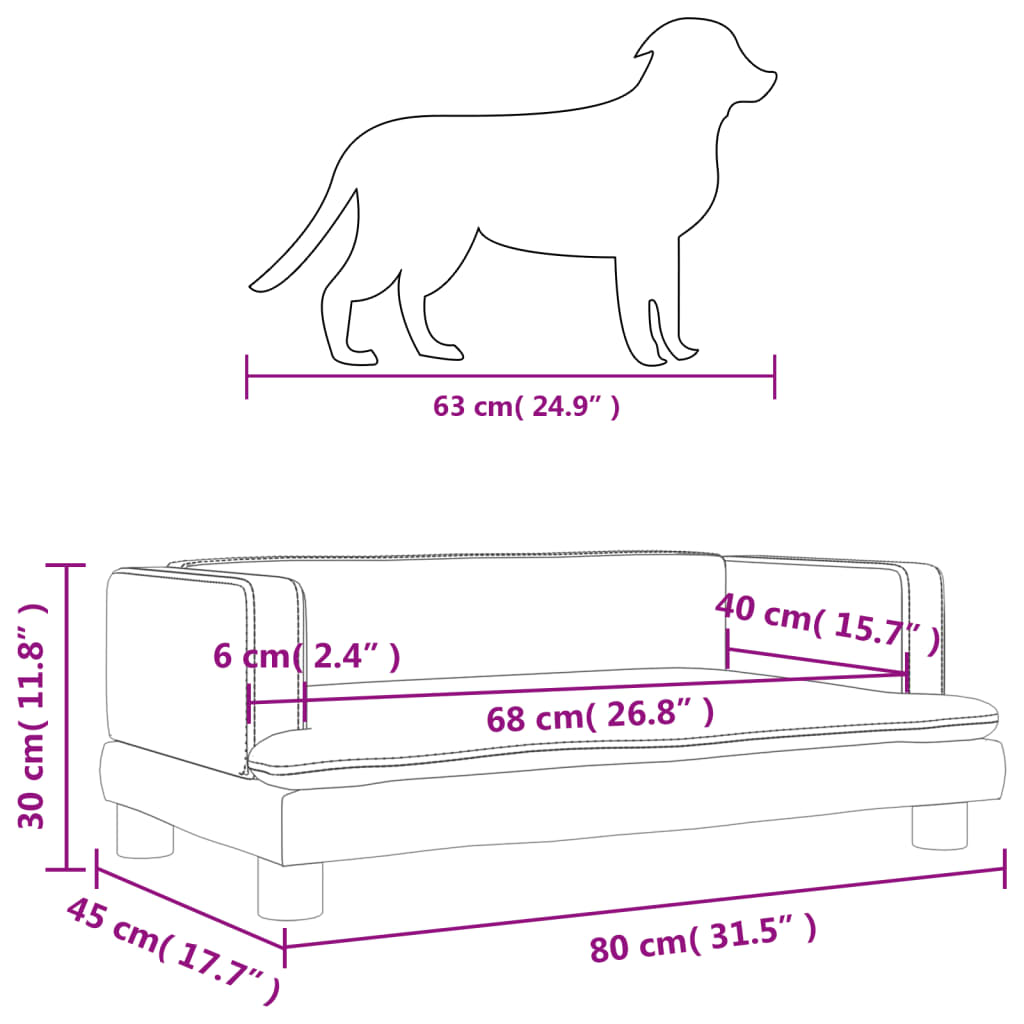 vidaXL Pelech pre psa kapučínový 80x45x30 cm umelá koža