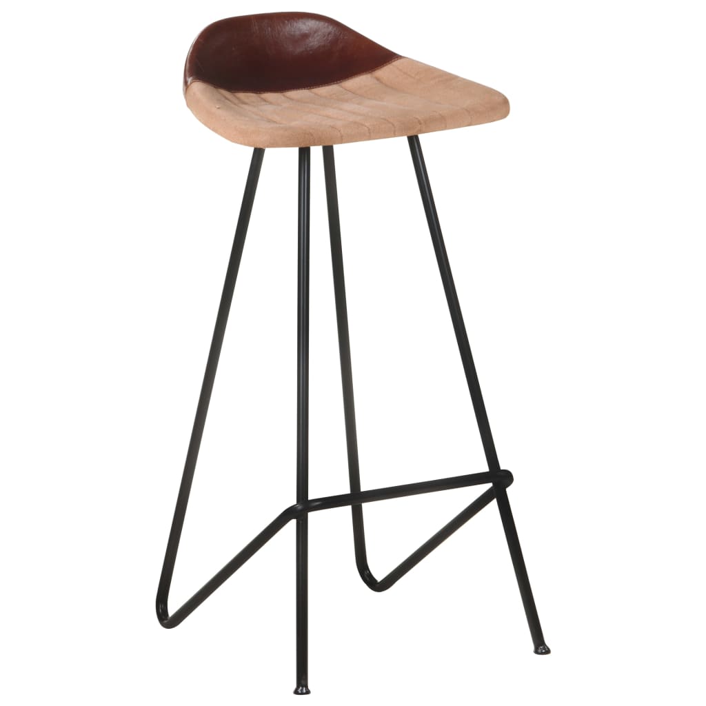 vidaXL Barové stoličky 2 ks hnedé pravá koža