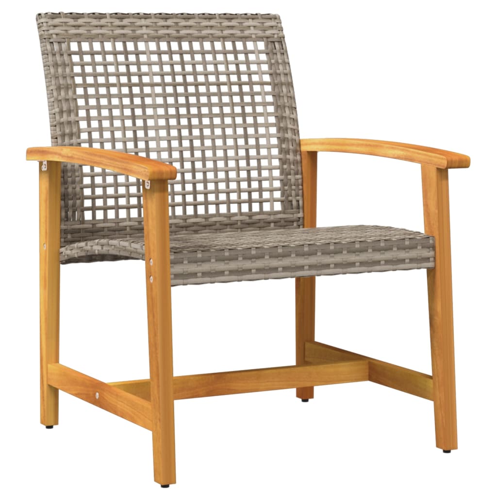 vidaXL Záhradné stoličky 2 ks sivé polyratan a akáciové drevo
