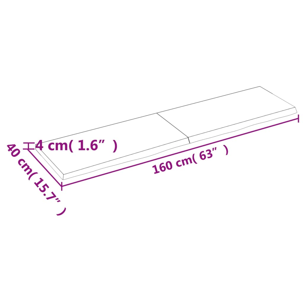 vidaXL Stolová doska tmavohnedá 160x40x(2-4) cm ošetrený dubový masív