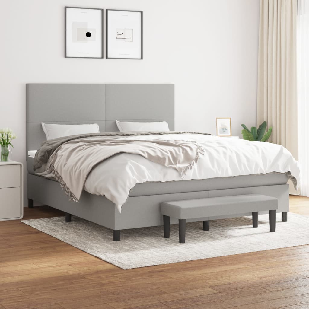 vidaXL Boxspring posteľ s matracom bledosivý 180x200 cm látka