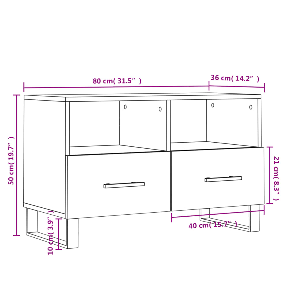 vidaXL TV skrinka lesklá biela 80x36x50 cm spracované drevo