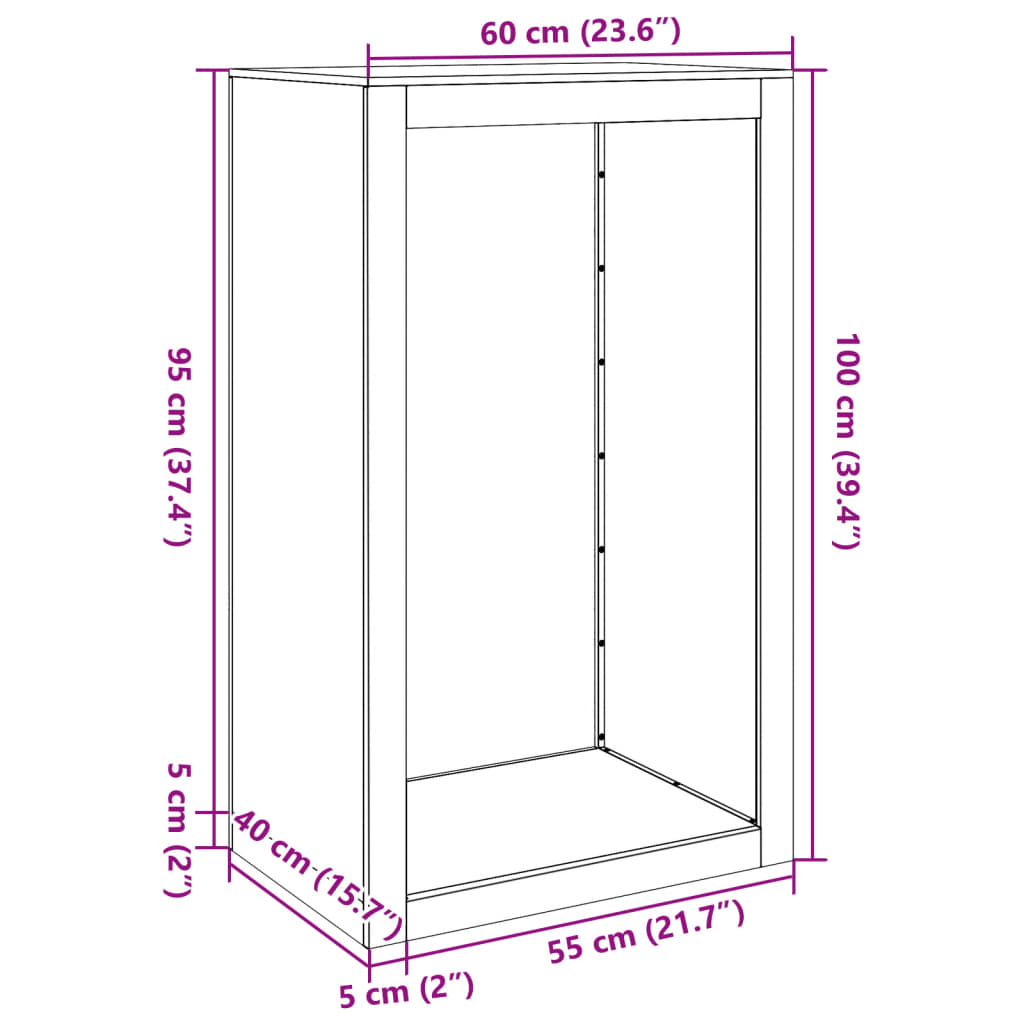 vidaXL Regál na krbové drevo 60x40x100 cm, kortenová oceľ