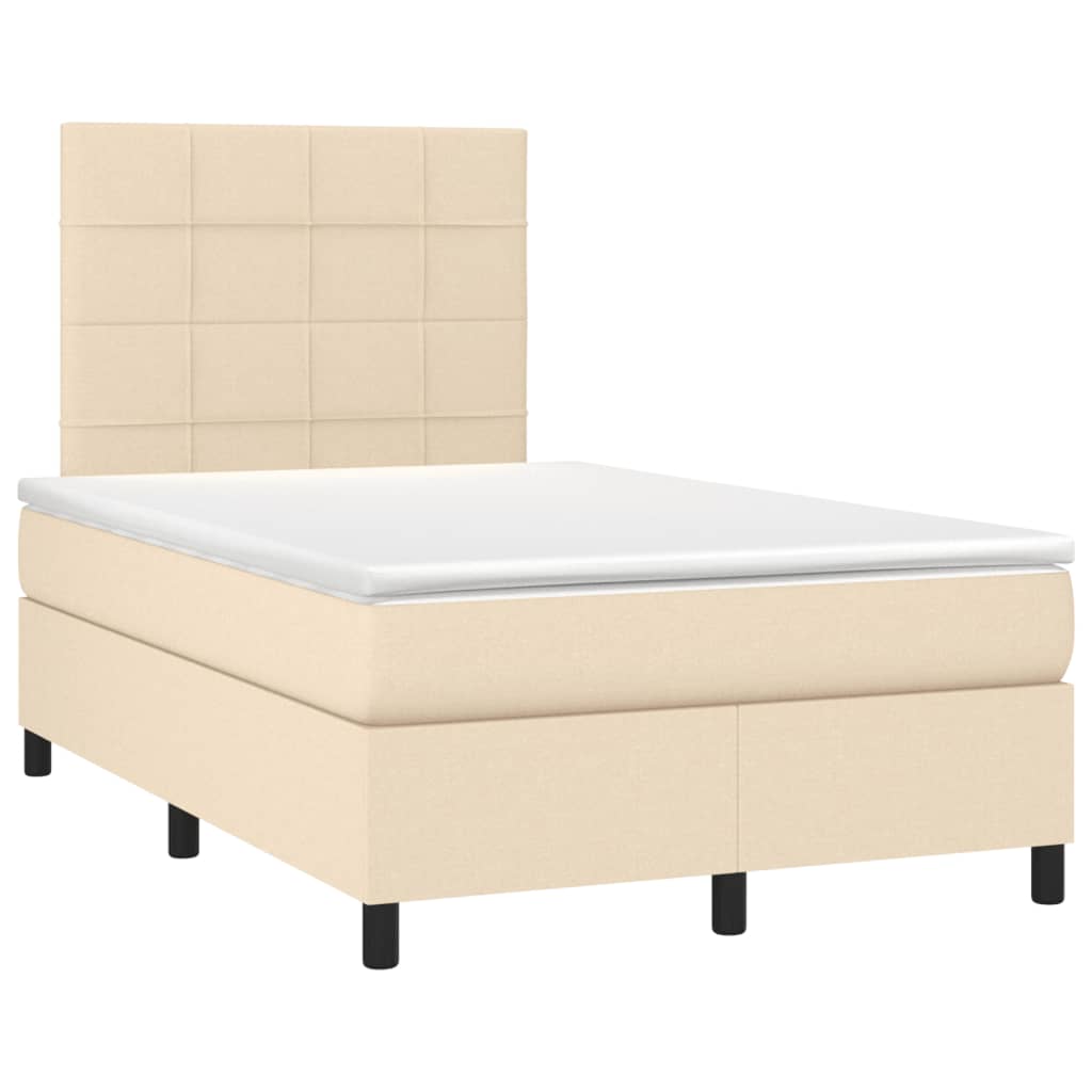 vidaXL Boxspring posteľ s matracom krémová 120x190 cm látka