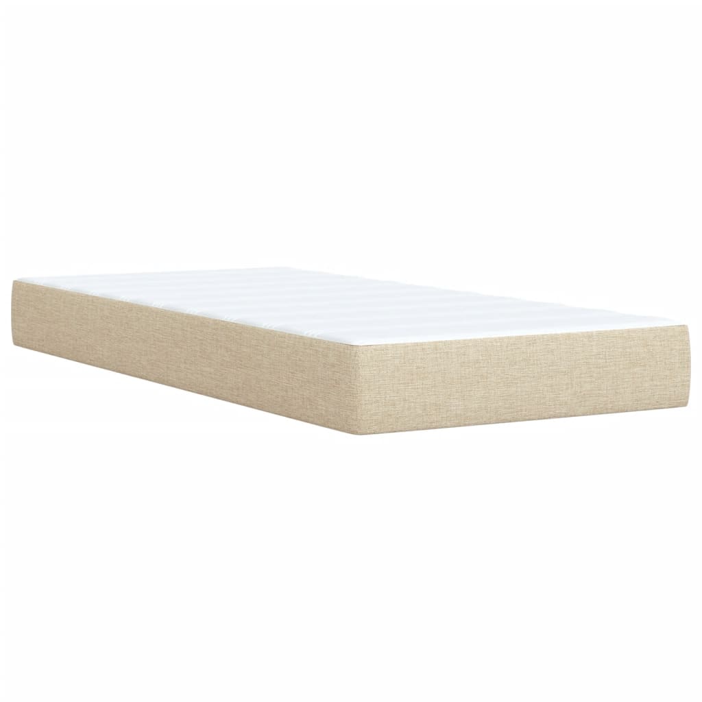 vidaXL Posteľný rám boxspring s matracom krémový 90x190 cm látka