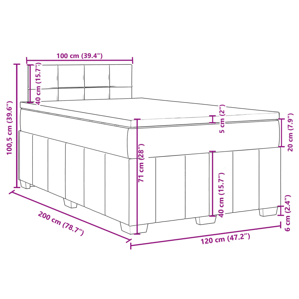 vidaXL Boxspring posteľ s matracom čierny 120x200 cm látka