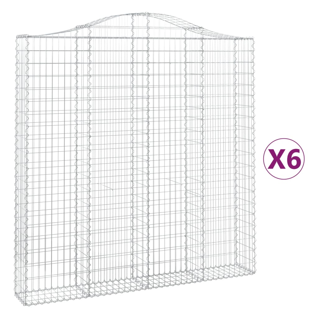 vidaXL Oblúkový gabionový kôš 6 ks 200x30x200/220cm pozinkované železo