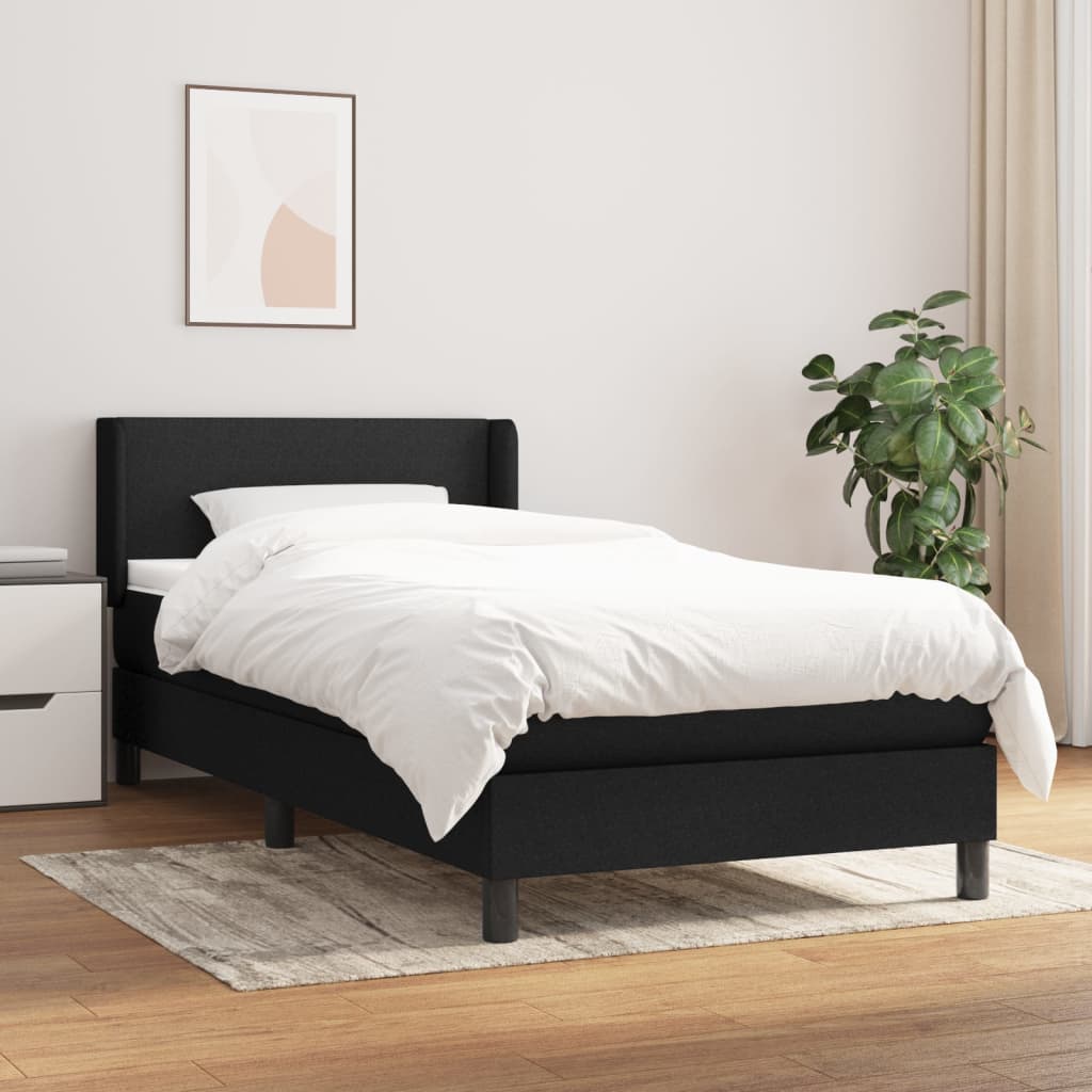 vidaXL Boxspring posteľ s matracom čierna 100x200 cm látka