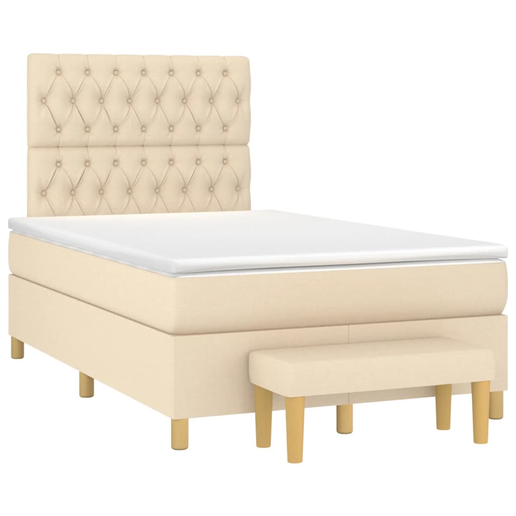 vidaXL Boxspring posteľ s matracom krémová 120x190 cm látka