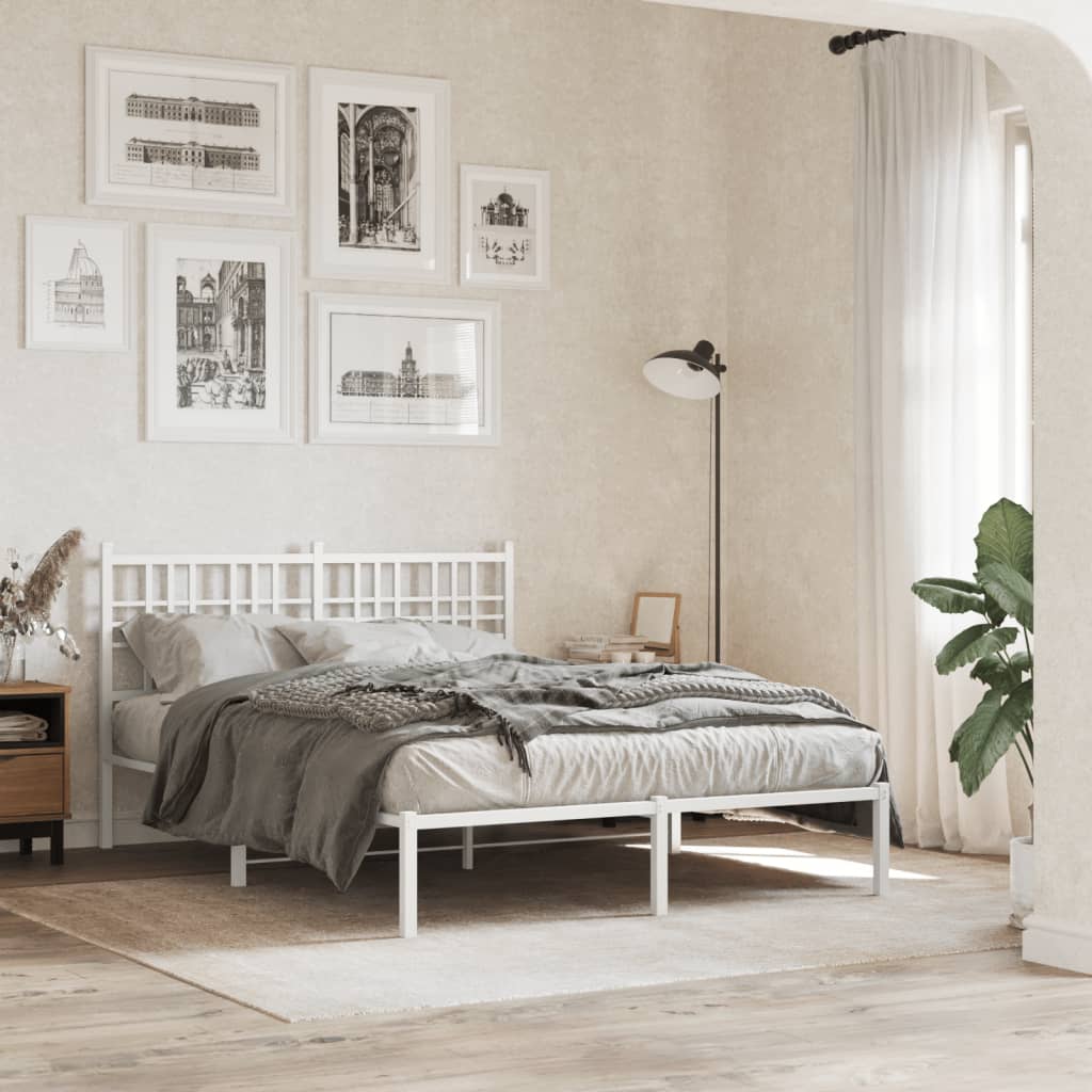 vidaXL Kovový rám postele s čelom biely 120x190 cm