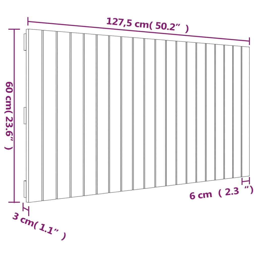 vidaXL Nástenné čelo postele medovohnedé 127,5x3x60cm masívna borovica