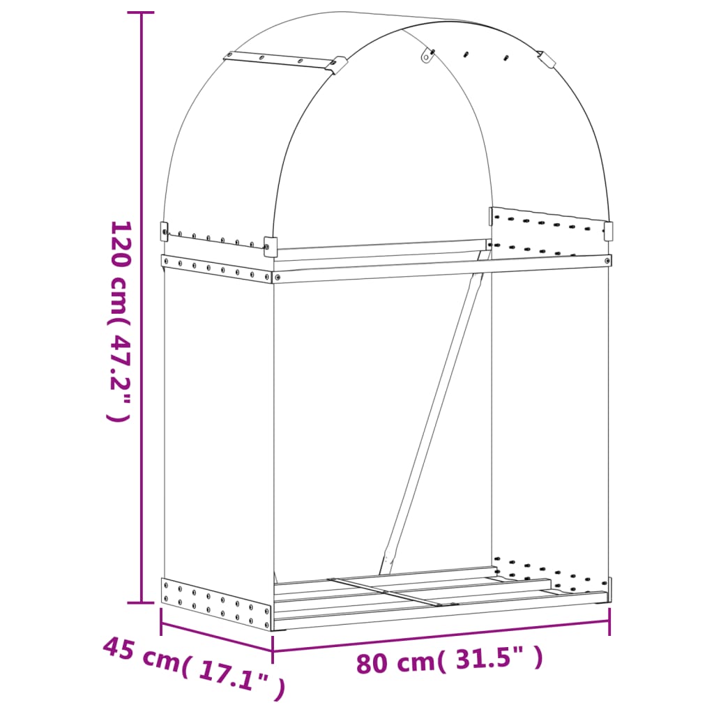 vidaXL Držiak na polená zelený 80x45x120 cm pozinkovaná oceľ