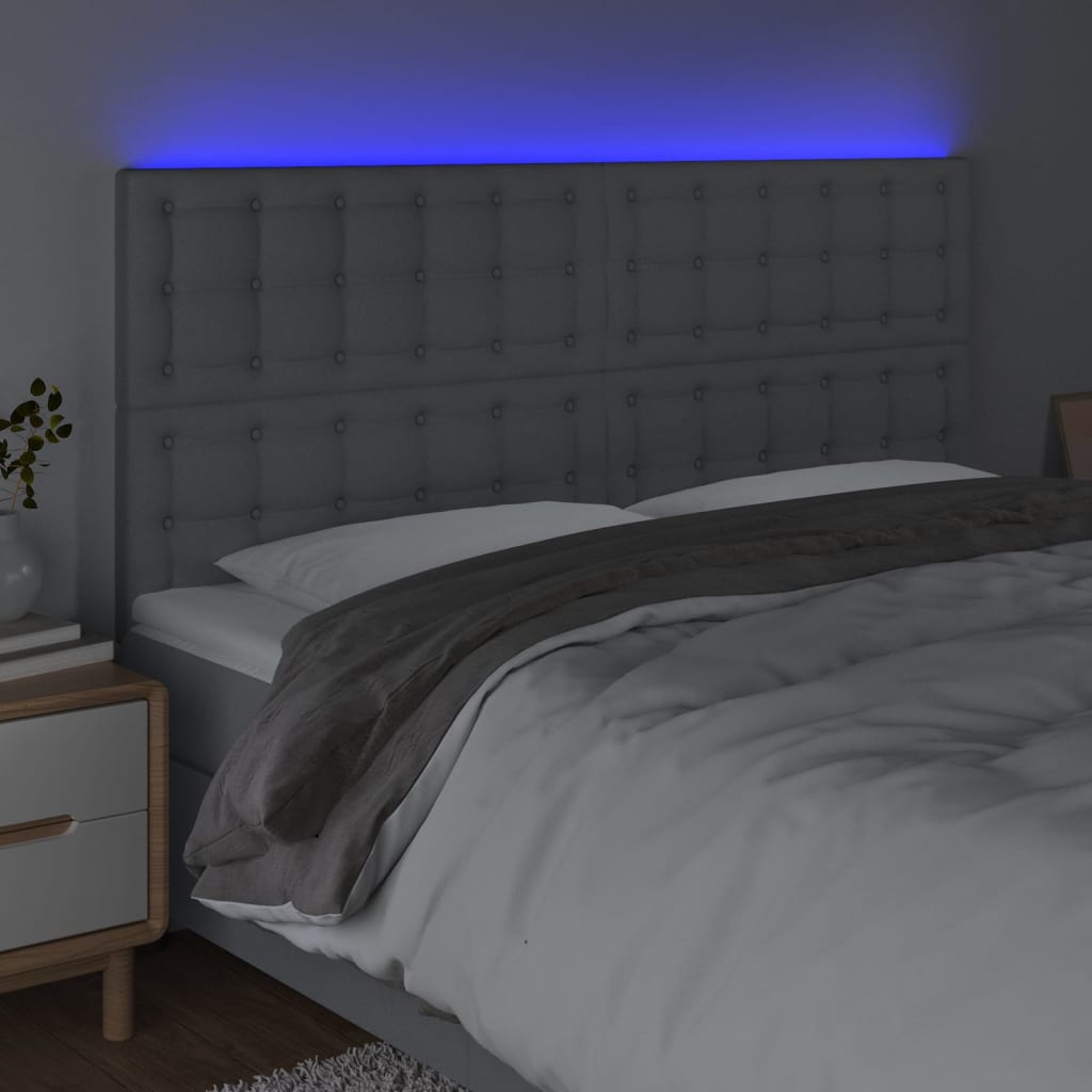 vidaXL Čelo postele s LED bledosivé 160x5x118/128 cm látka