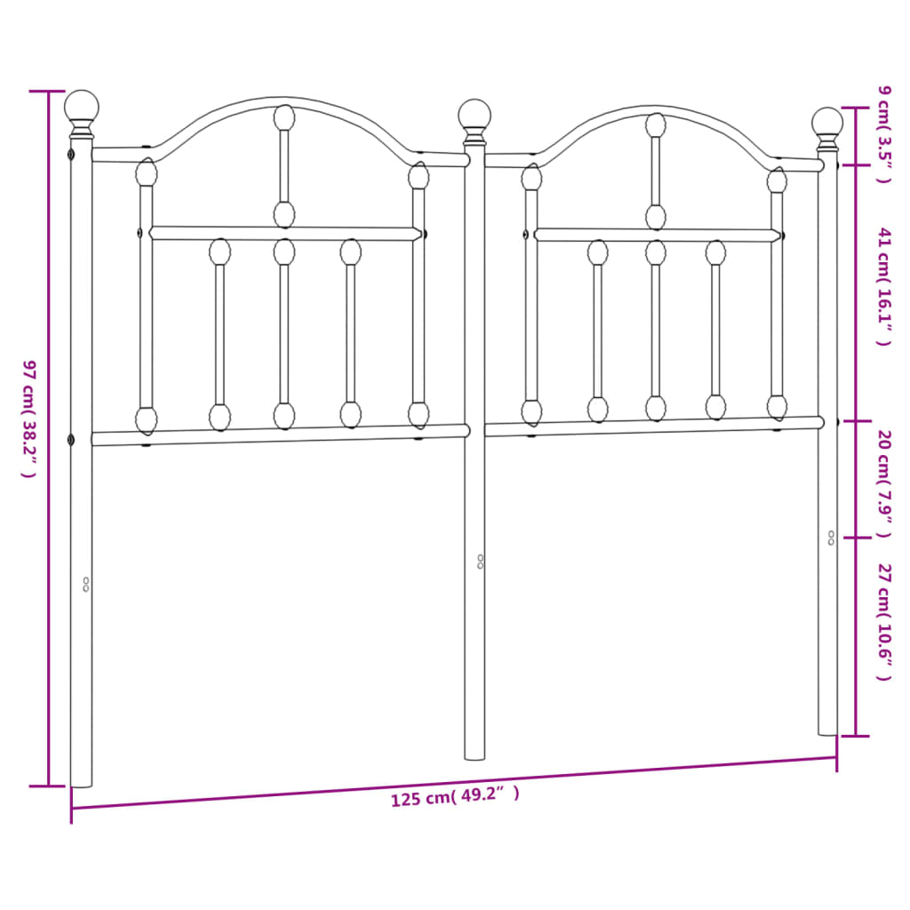 vidaXL Kovové čelo postele biele 120 cm