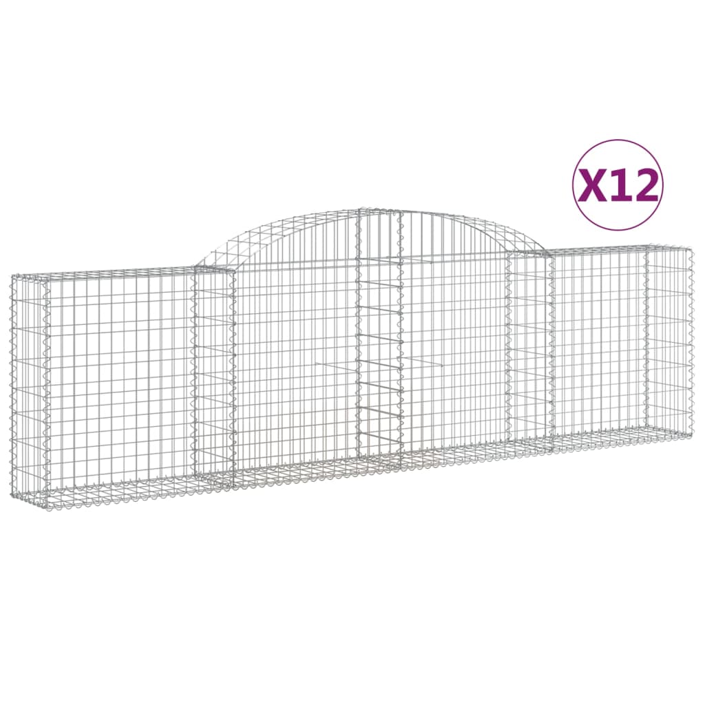 vidaXL Oblúkové gabionové koše 12ks 300x30x80/100cm pozinkované železo