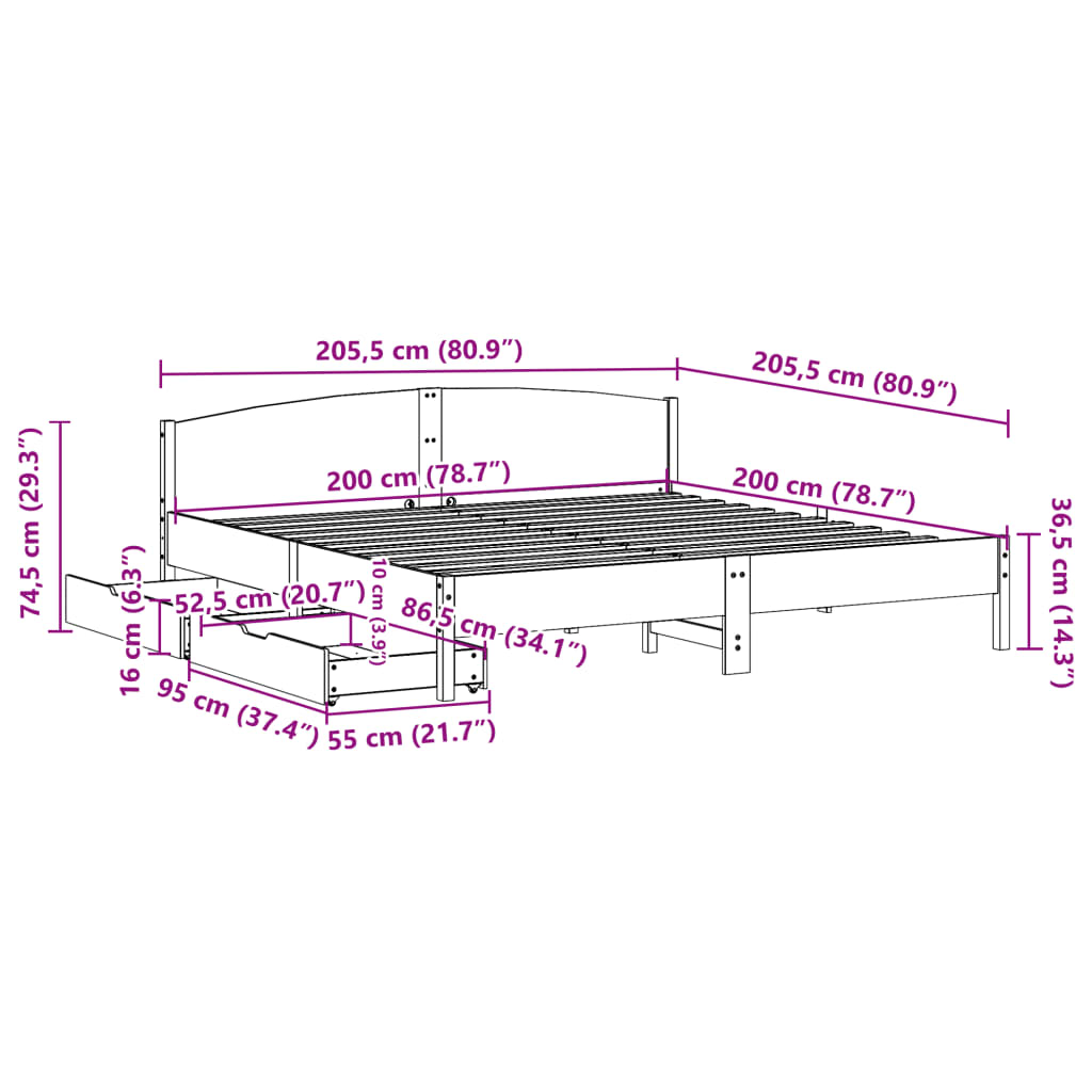 vidaXL Posteľ s matracom 200x200 cm masívna borovica