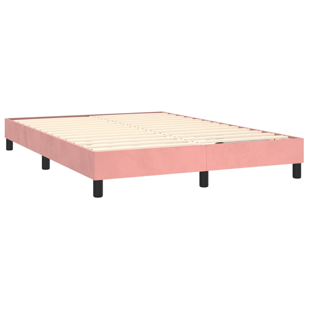 vidaXL Posteľný rám boxsping s matracom ružový 140x190 cm zamat