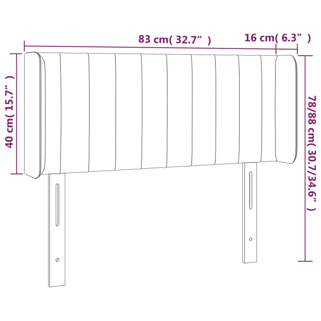 vidaXL Čelo postele s LED modré 83x16x78/88 cm látka