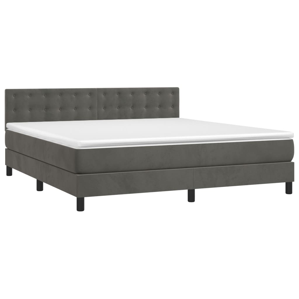 vidaXL Posteľný rám boxspring s matracom tmavosivý 160x200 cm zamat