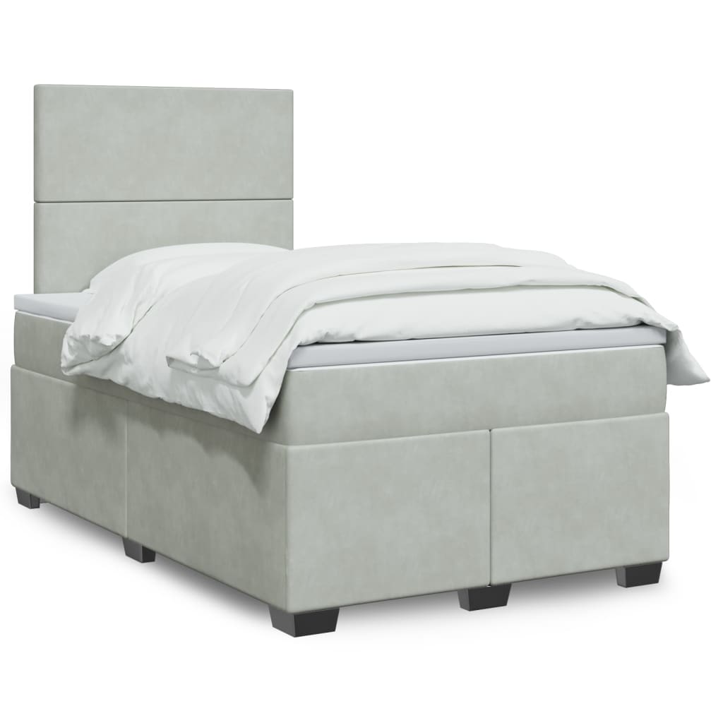 vidaXL Boxspring posteľ s matracom bledosivá 120x190 cm zamat