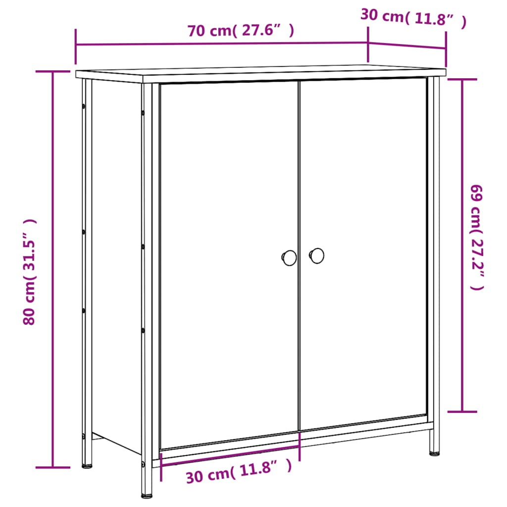 vidaXL Komoda dymový dub 70x30x80 cm kompozitné drevo