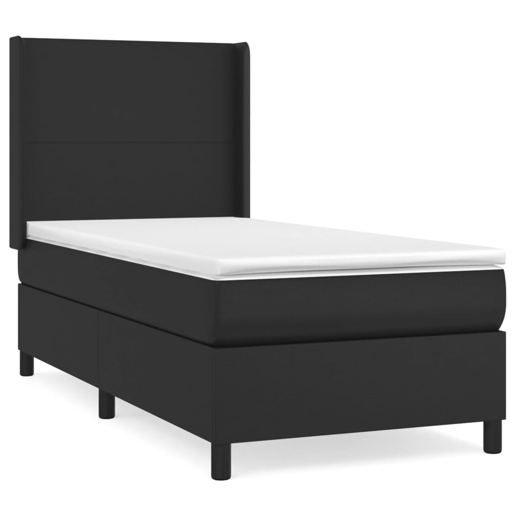 vidaXL Boxspring posteľ s matracom čierny 90x190 cm umelá koža