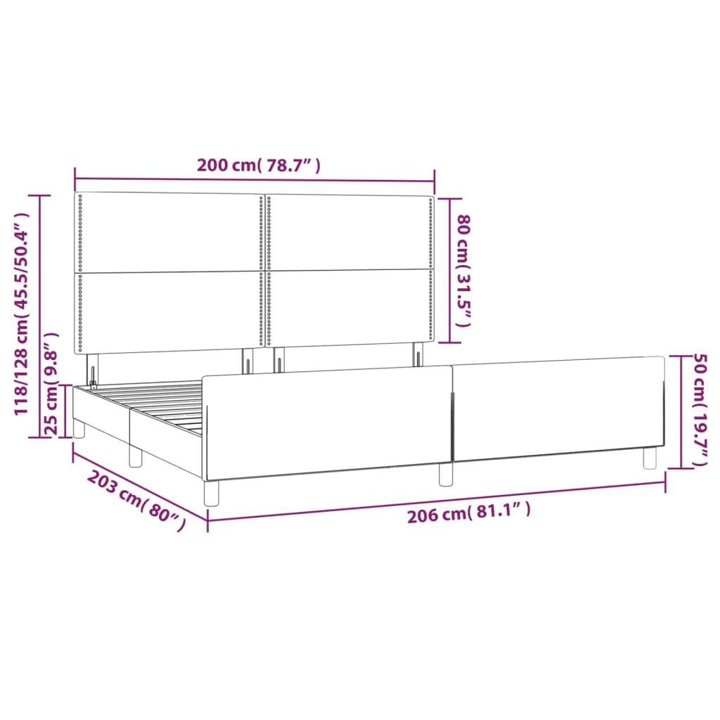 vidaXL Posteľný rám s čelom sivý 200x200 cm umelá koža