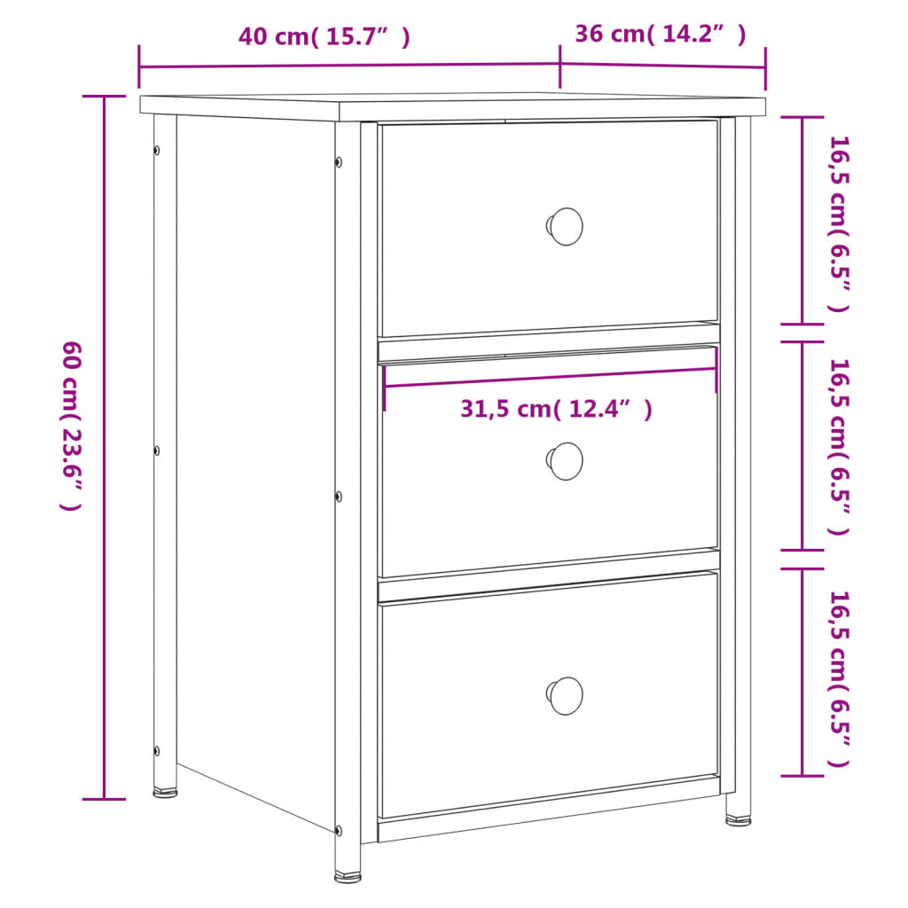 vidaXL Nočné stolíky 2 ks čierne 40x36x60 cm kompozitné drevo