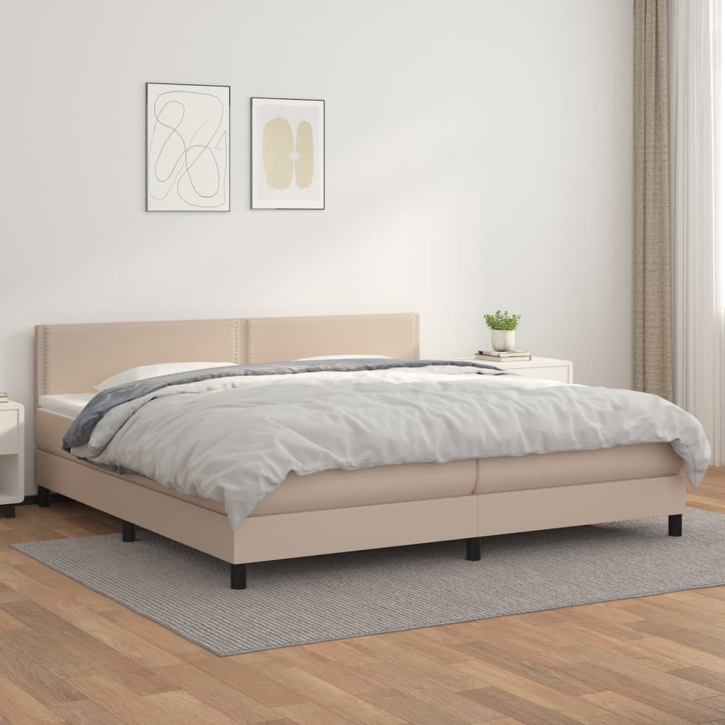 vidaXL Boxspring posteľ s matracom kapučínová 200x200 cm umelá koža