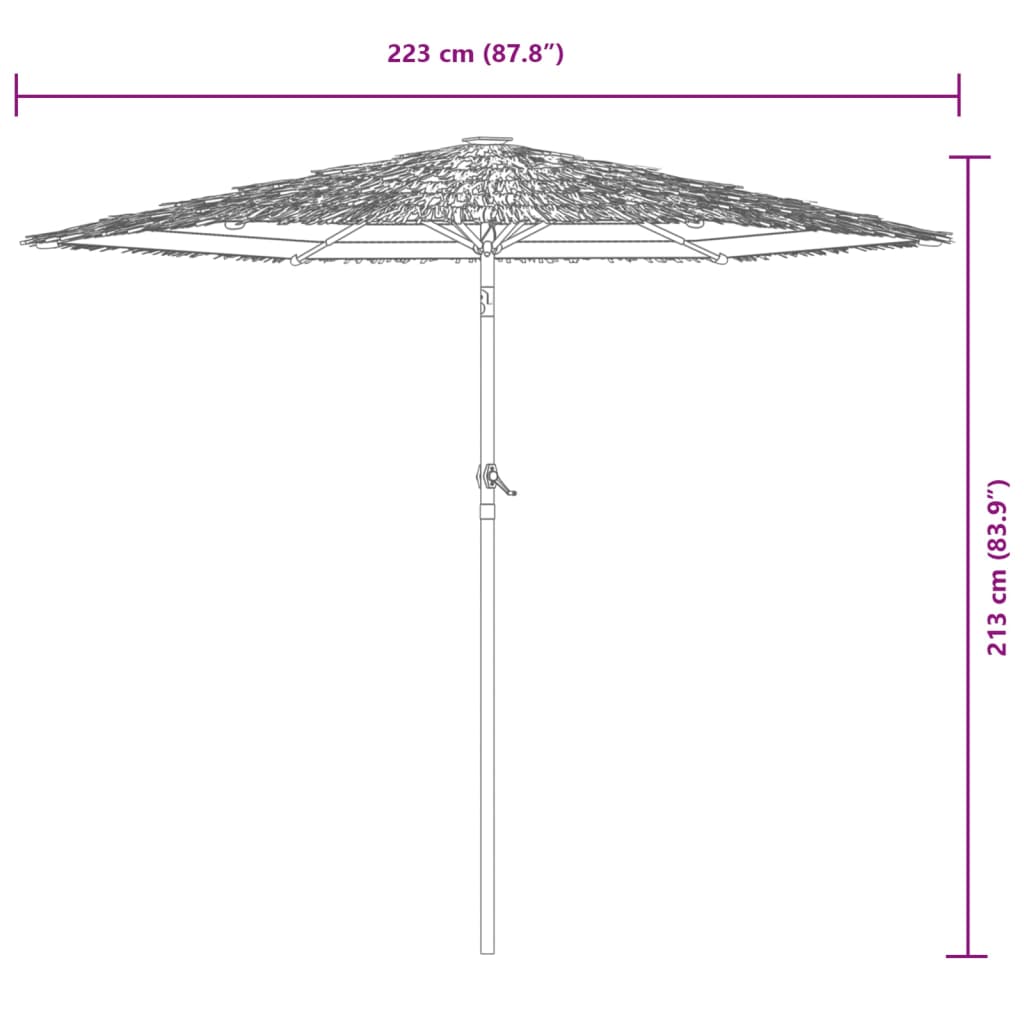 vidaXL Záhradný slnečník s LED a oceľovou tyčou hnedý 223x223x213 cm