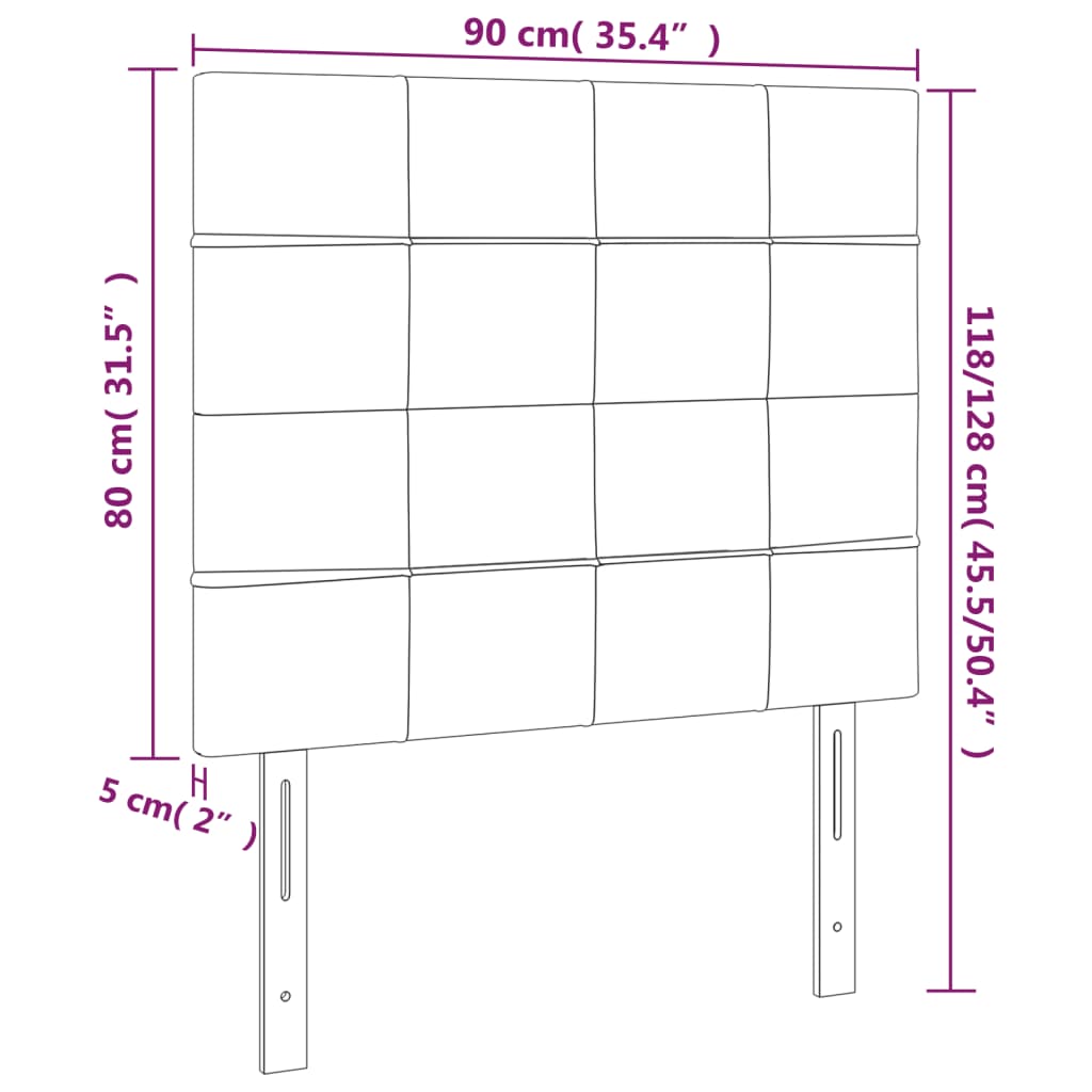 vidaXL Čelá postele 2 ks čierne 90x5x78/88 cm látka