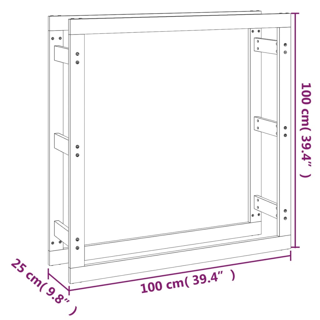 vidaXL Stojan na palivové drevo sivý 100x25x100 cm masívna borovica