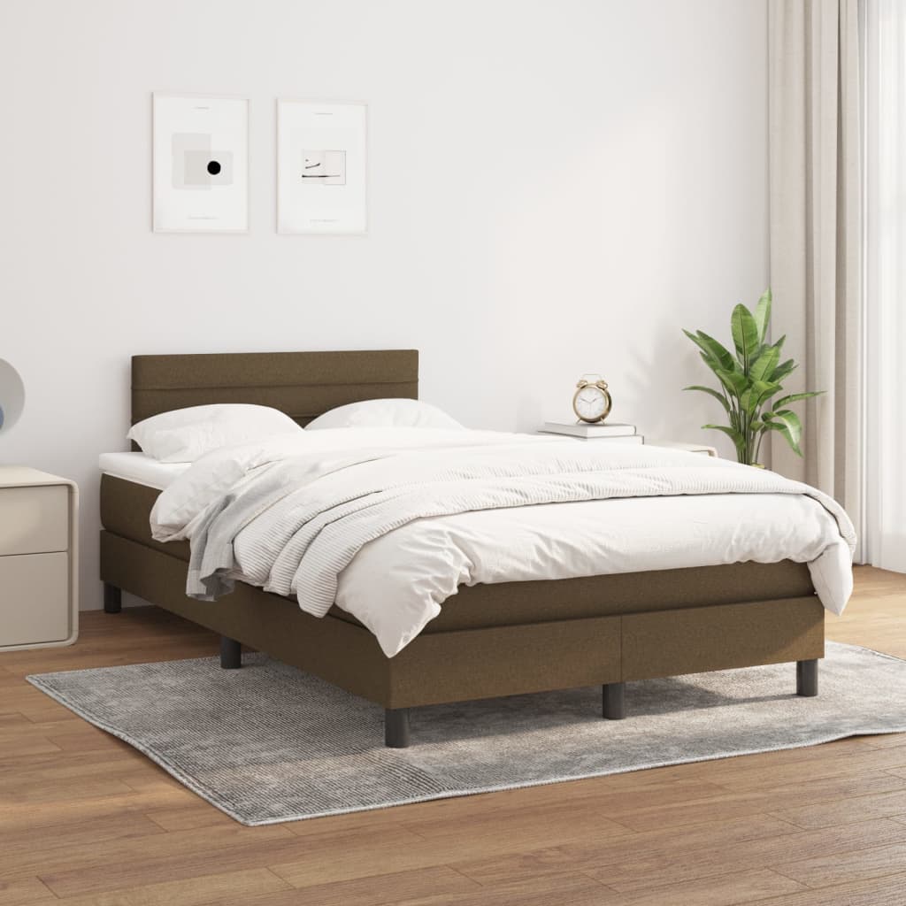 vidaXL Boxspring posteľ s matracom tmavohnedá 120x200 cm látka