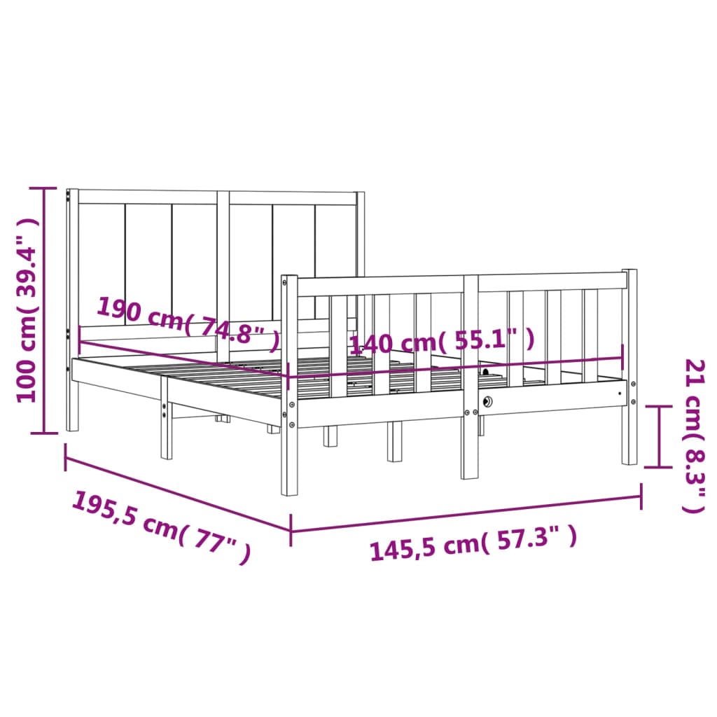 vidaXL Posteľ bez matraca biela 140x190 cm masívna borovica