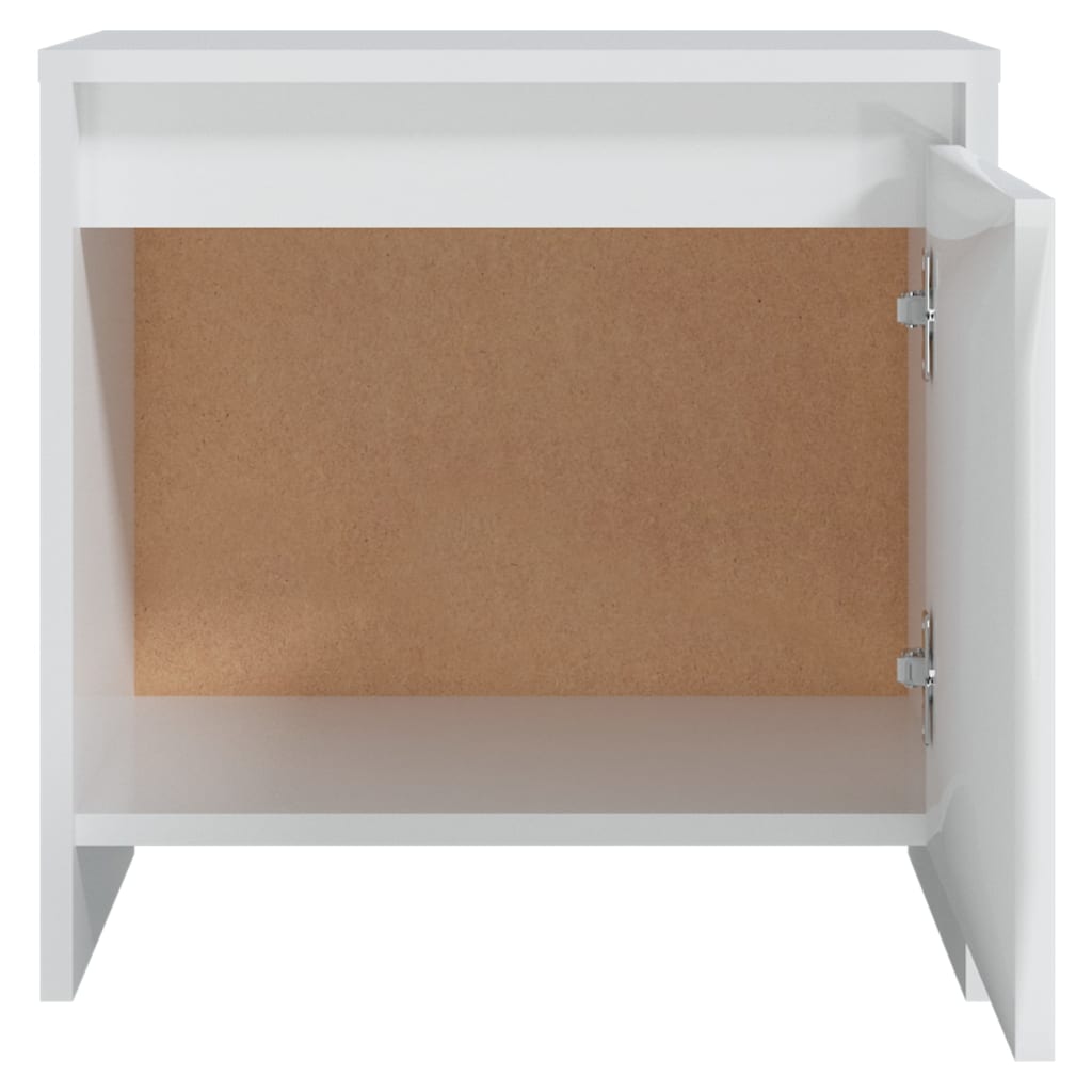 vidaXL Nočný stolík, lesklý biely 45x34x44,5 cm, kompozitné drevo