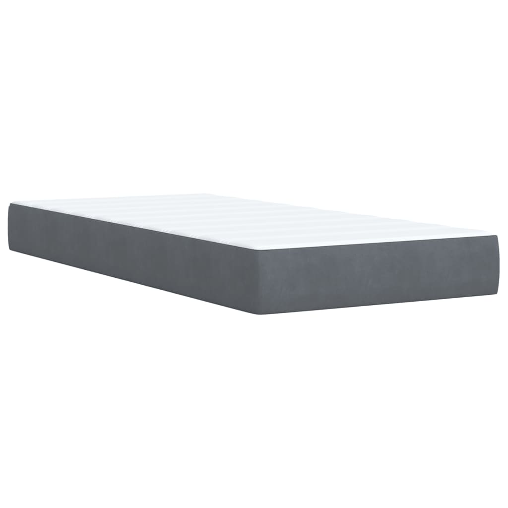 vidaXL Posteľný rám boxspring s matracom tmavosivý 100x200 cm zamat