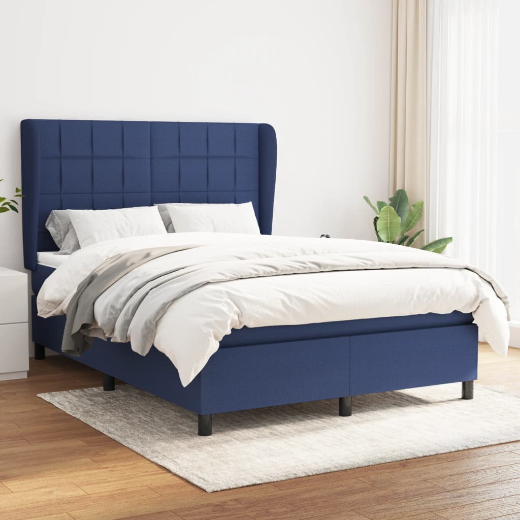 vidaXL Boxspring posteľ s matracom modrý 140x190 cm látka