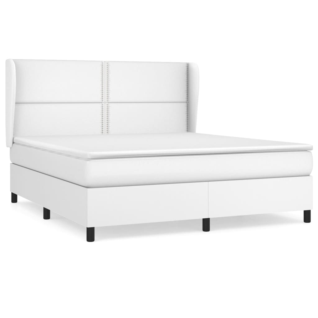 vidaXL Boxspring posteľ s matracom biela 160x200 cm umelá koža