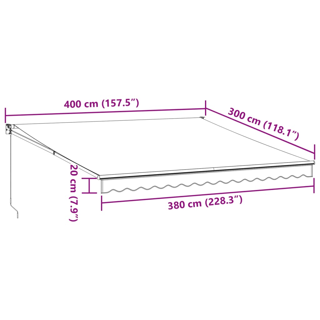 vidaXL Ručne zaťahovacia markíza hnedá 400x300 cm