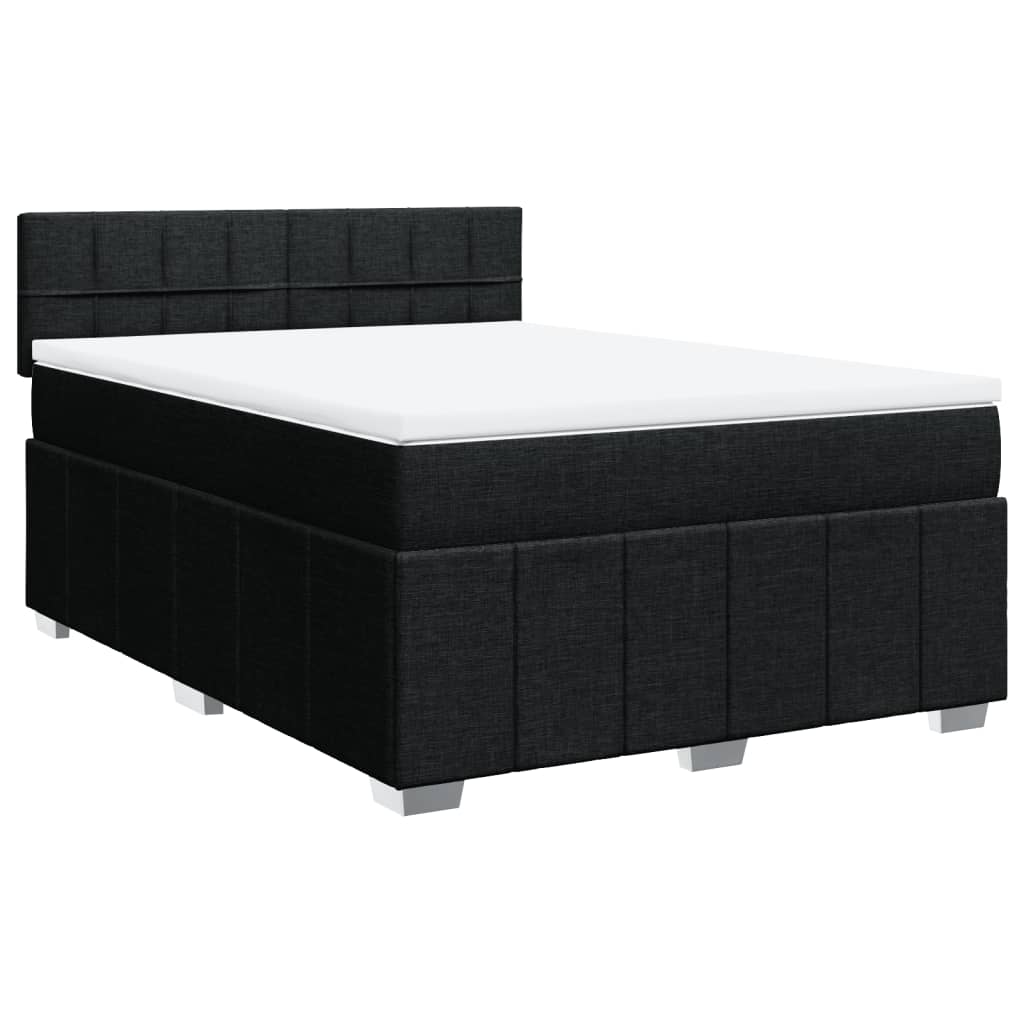 vidaXL Posteľný rám boxspring s matracom čierny 140x200 cm látka