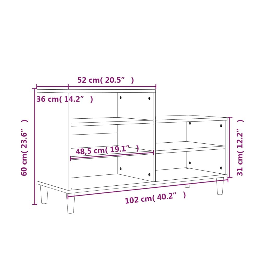 vidaXL Botník lesklý biely 102x36x60 cm spracované drevo