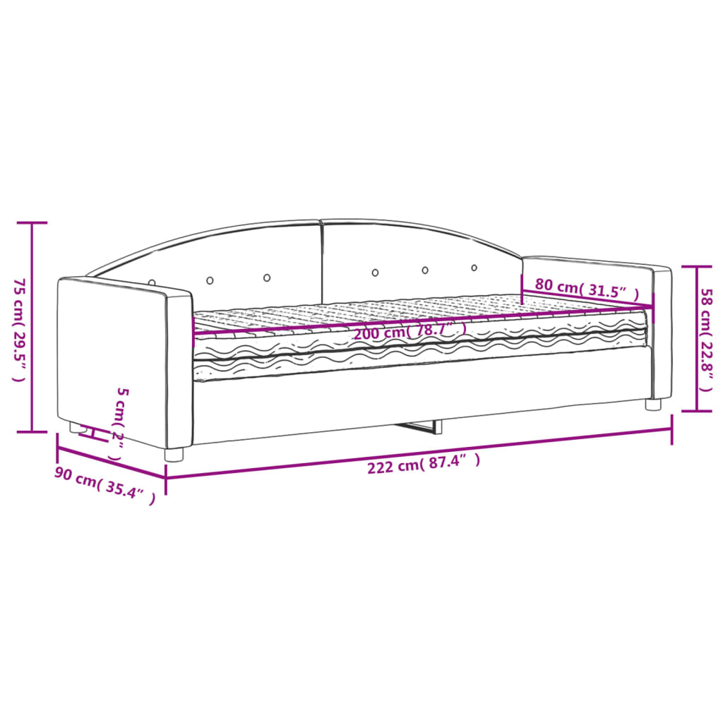 vidaXL Denná posteľ s matracom žltá 80x200 cm zamat