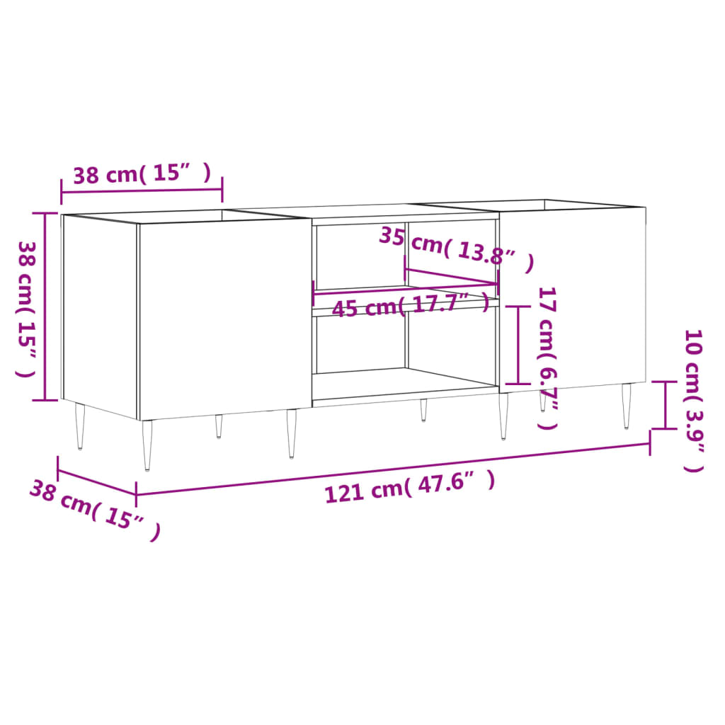 vidaXL Skrinka na platne betónovosivá 121x38x48 cm kompozitné drevo