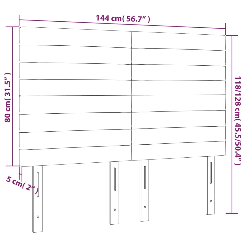 vidaXL Čelo postele s LED tmavosivé 144x5x118/128 cm zamat