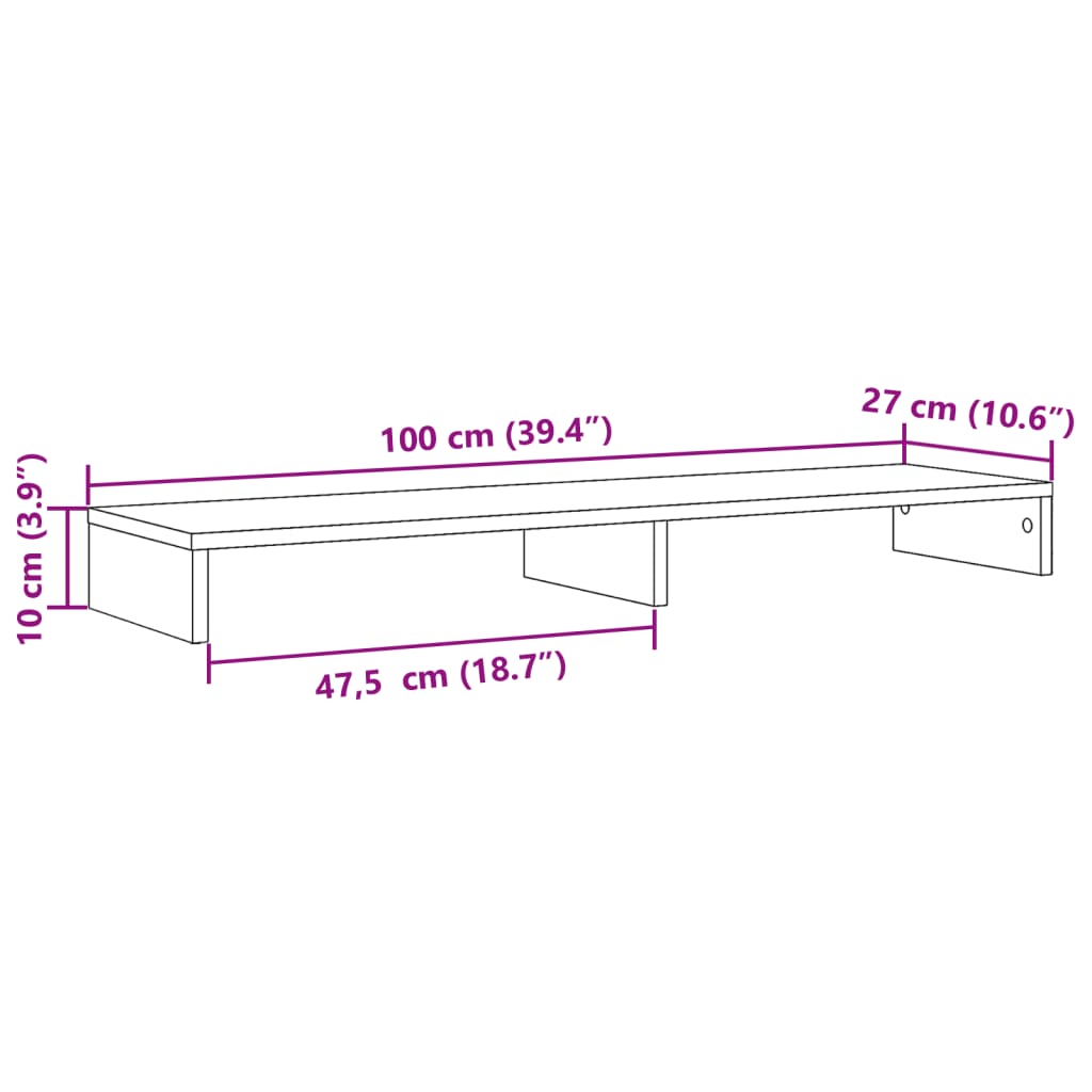 vidaXL Stojan na monitor biely 100x27x10 cm kompozitné drevo