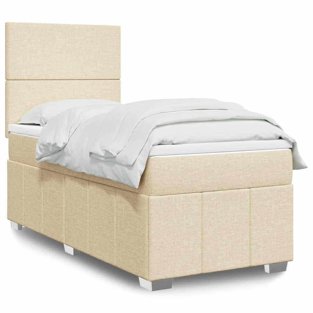 vidaXL Boxspring posteľ s matracom krémová 100x200 cm látka