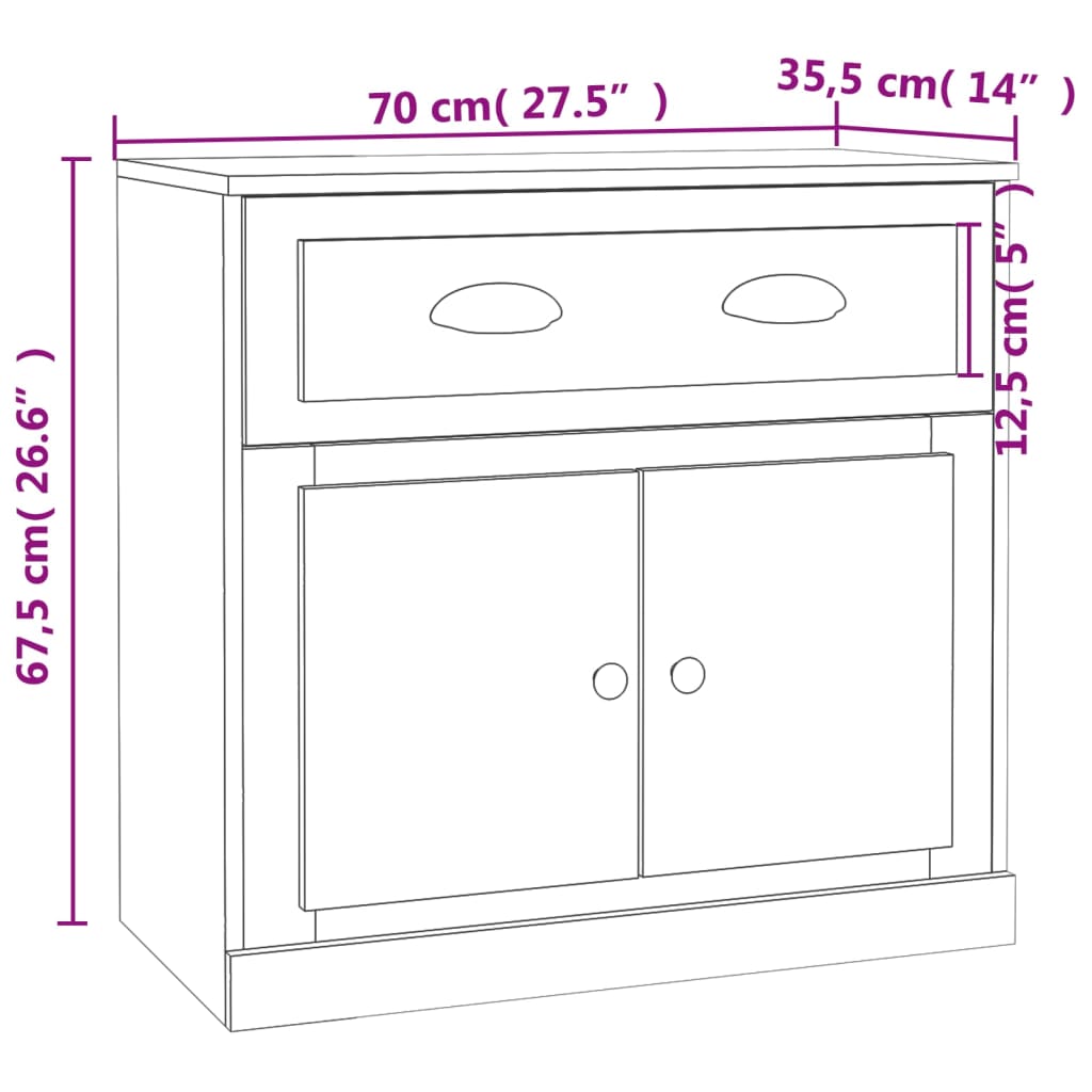 vidaXL Komoda biela 70x35,5x67,5 cm spracované drevo