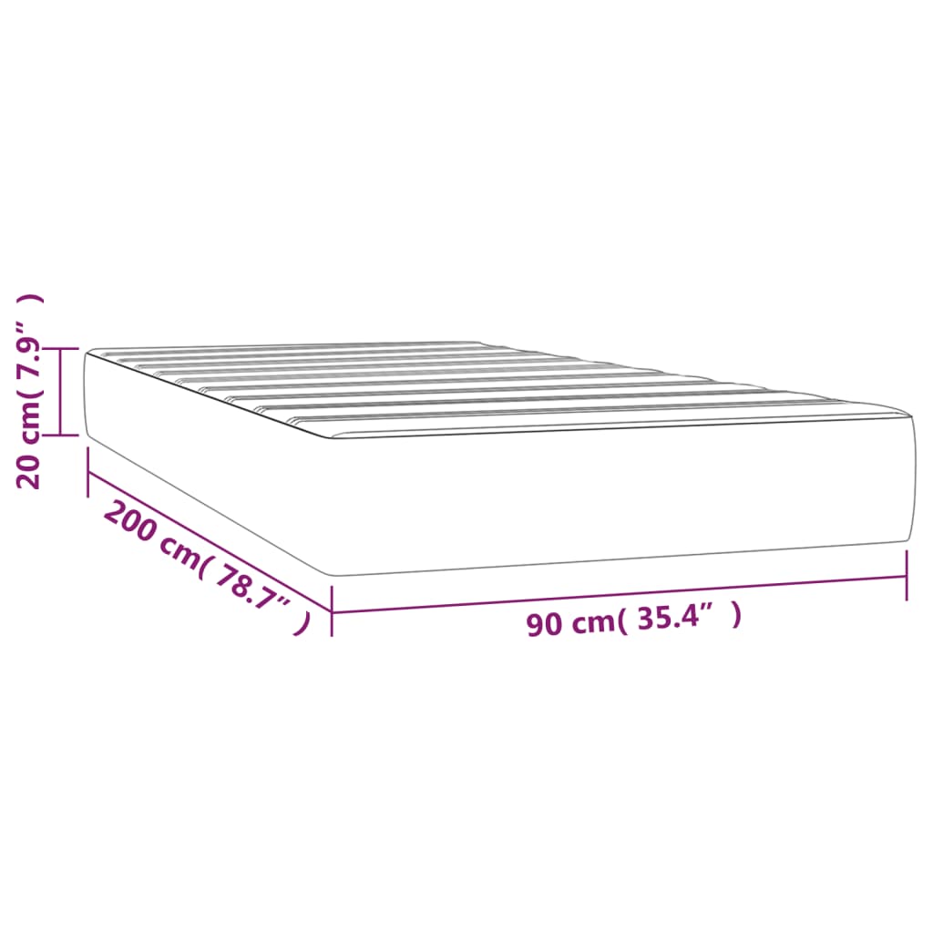 vidaXL Matrac s taštičkovými pružinami sivý 90x200x20 cm umelá koža