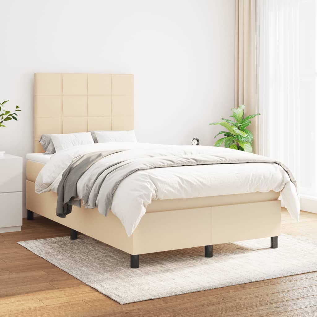 vidaXL Boxspring posteľ s matracom krémová 120x190 cm látka